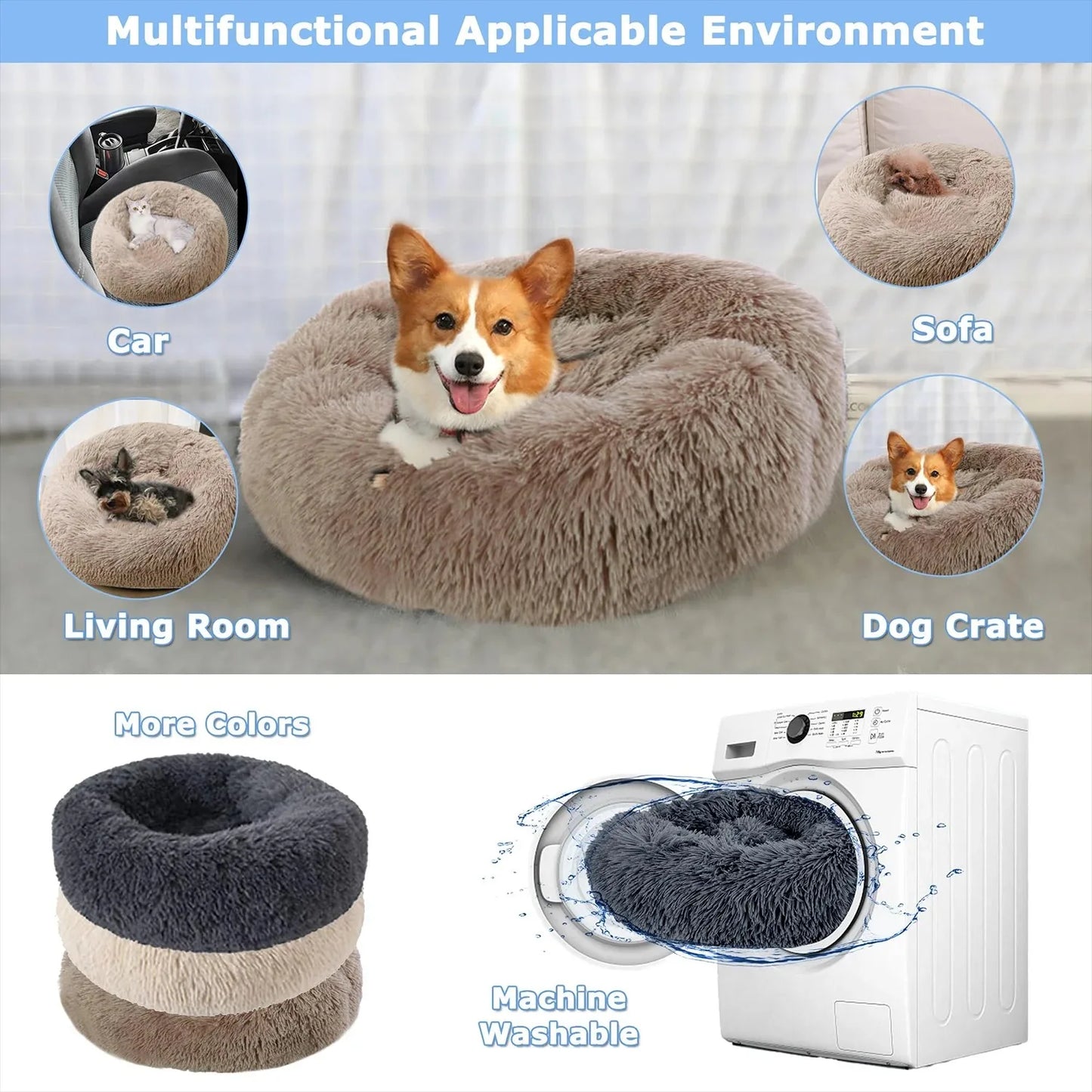 PawsyCozy – Round Plush Pet Bed
(Round Dog Bed | Winter Warm Cat Bed | Washable Plush Basket for Small, Medium & Large Pets)